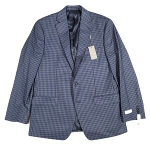 Michael Kors Check Sport Coat Mens 42L Blue Navy Classic-Fit‎ Kelson $295 NEW